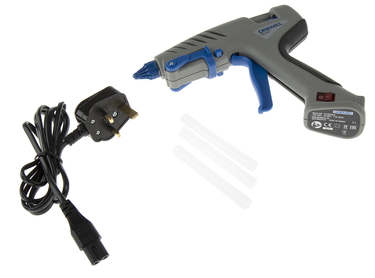f0130940jb Dremel Glue Gun 940 Corded Glue Gun, 11 mm 60 W, Type G - British