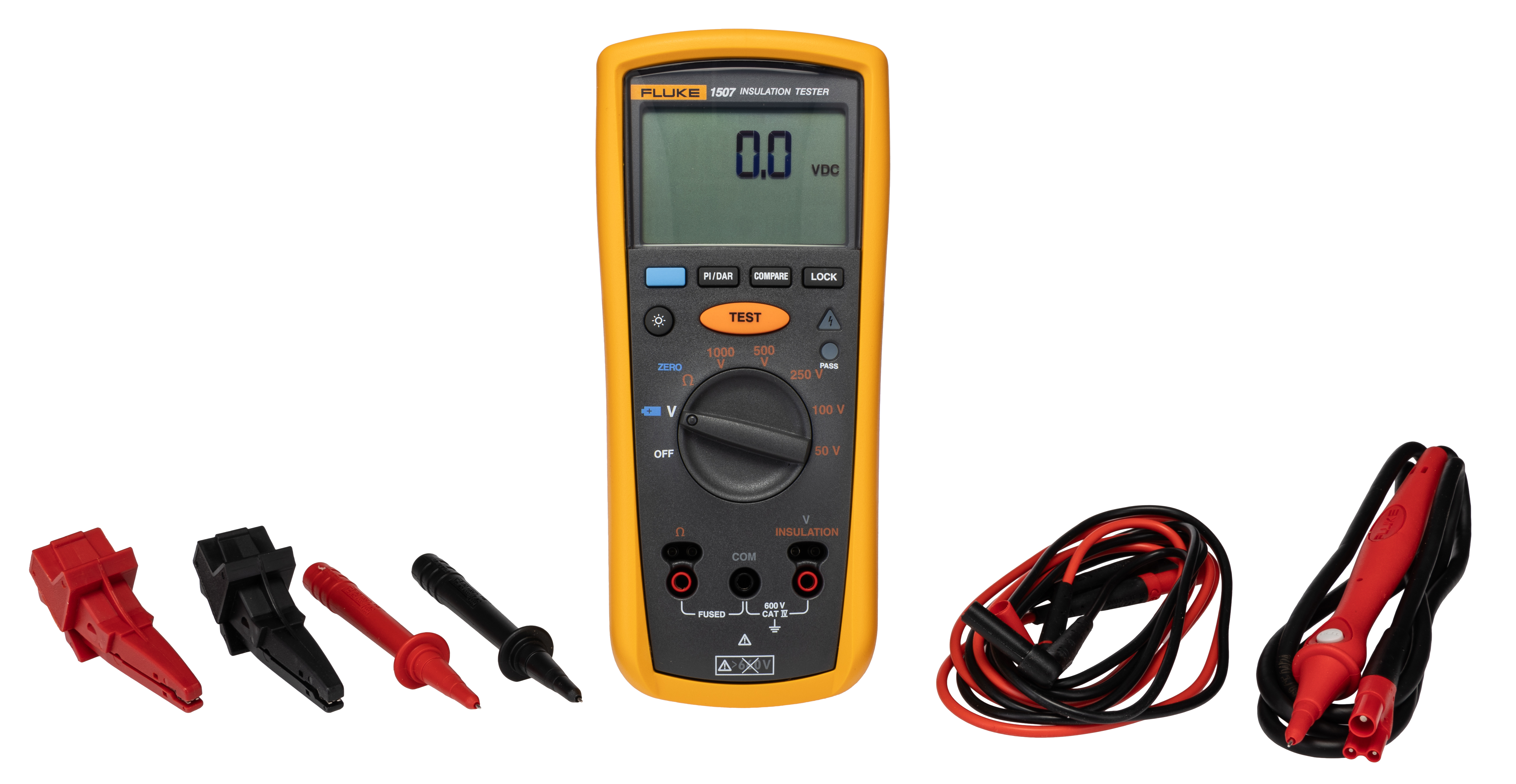 f-1507 Fluke 1507 Insulation Tester, 50 V Min, 1000 V Max, 10 GΩ CAT IV, UKAS