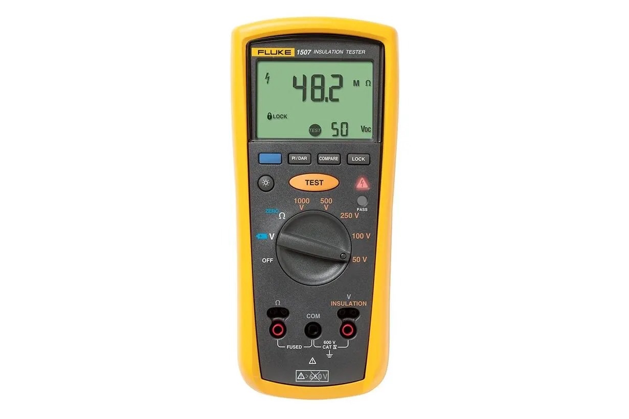 Fluke 1507 Insulation Tester, 50 V Min, 1000 V Max, 10 GΩ CAT IV, UKAS