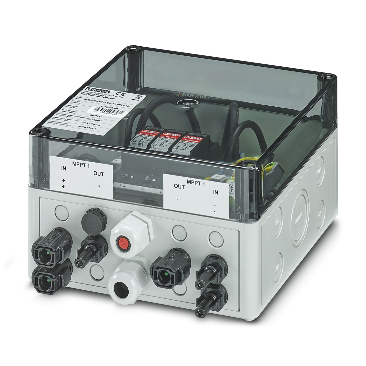 1056073 Phoenix Contact SOL-SC Series Grey, Transparent Polycarbonate Junction Box, IP65, 180 x 180 x 111mm