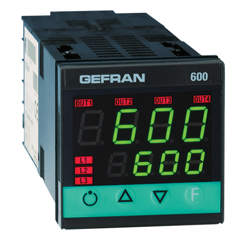 Gefran 600 Panel Mount Temperature Controller 3 Input, 4 Output 0 to 10 V/4 to 20 mA, Logic, Relay 240V ac On-Off, P,