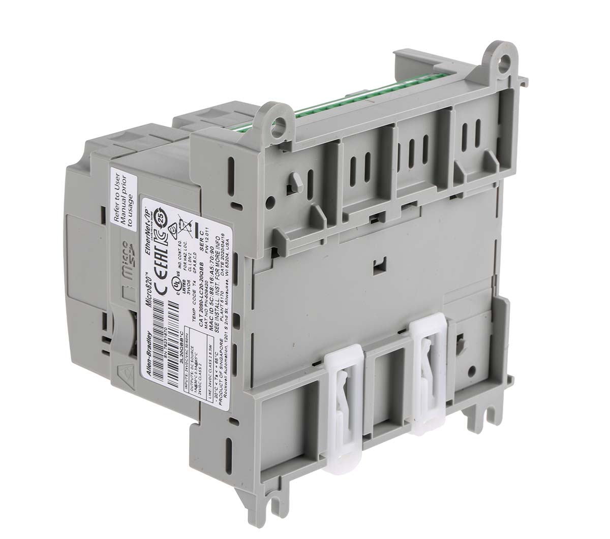 2080-lc20-20qbb Allen Bradley Micro820 Series PLC CPU for Use with Bulletin 2080, Relay Output, 12-Input, Analogue, DC Input