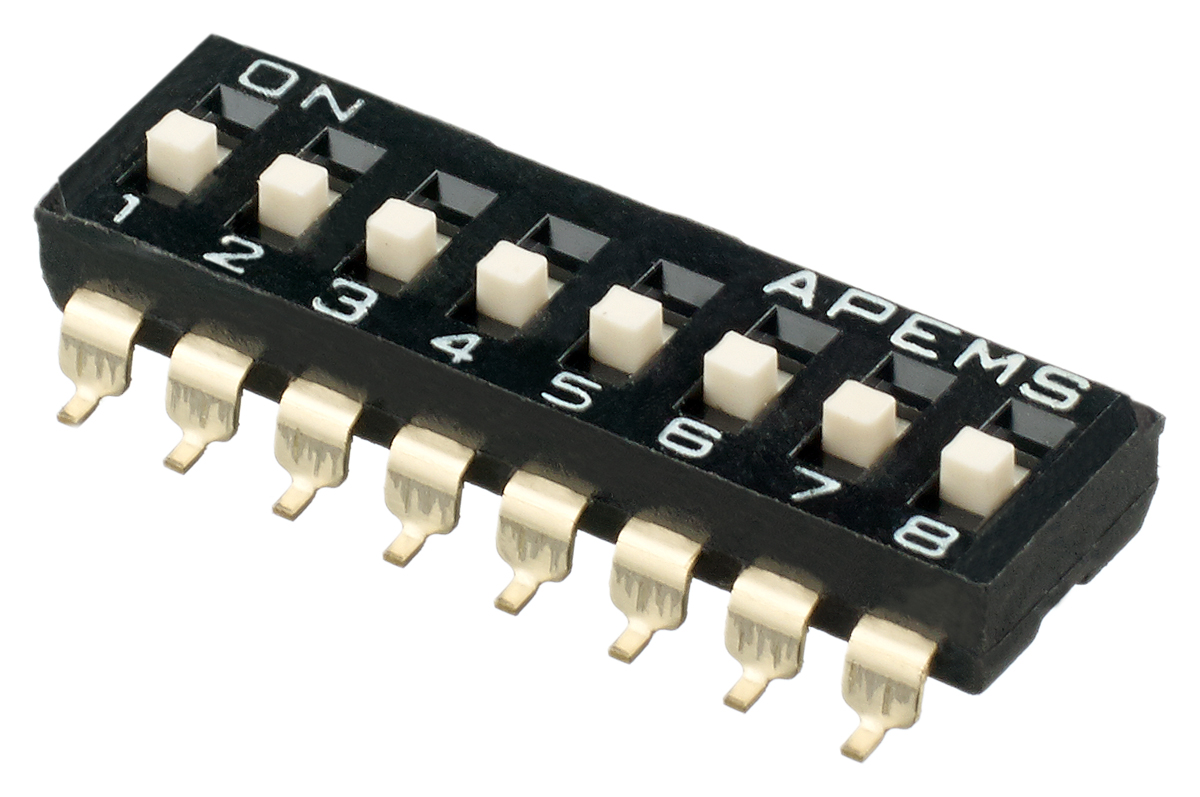 APEM 8 Way Surface Mount DIP Switch SPST, Raised Actuator Slide Actuator