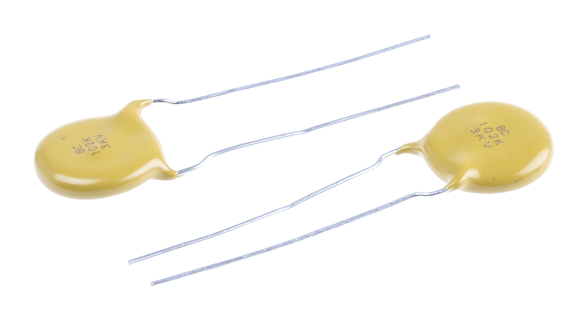 Vishay Single Layer Ceramic Capacitor 1 nF 3kV dc ±10 % S3N Dielectric, F, Through Hole 125 °C Max Op. Temp.