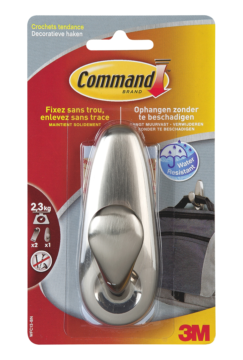 3M Command Silver 2.3 kg Adhesive Hook x 1 Per Pack
