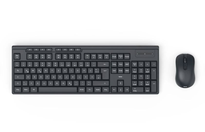 Hama F2173056 Wireless Multimedia Keyboard & Mouse Set, AZERTY, Black