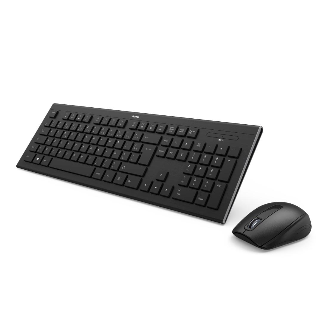 Hama F2182664 Wireless Standard Keyboard & Mouse Set, AZERTY (France), Black