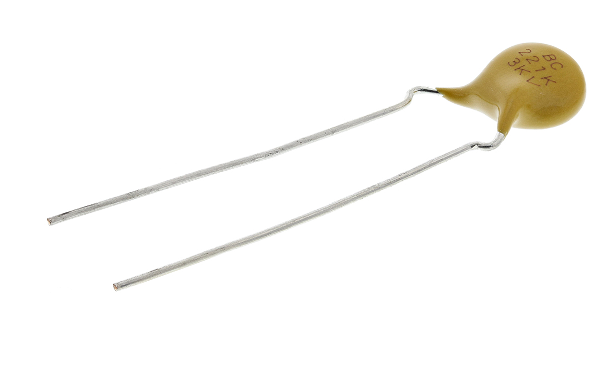 Vishay Single Layer Ceramic Capacitor 220 pF 3kV dc ±10 % S3N Dielectric, F, Through Hole 125 °C Max Op. Temp.