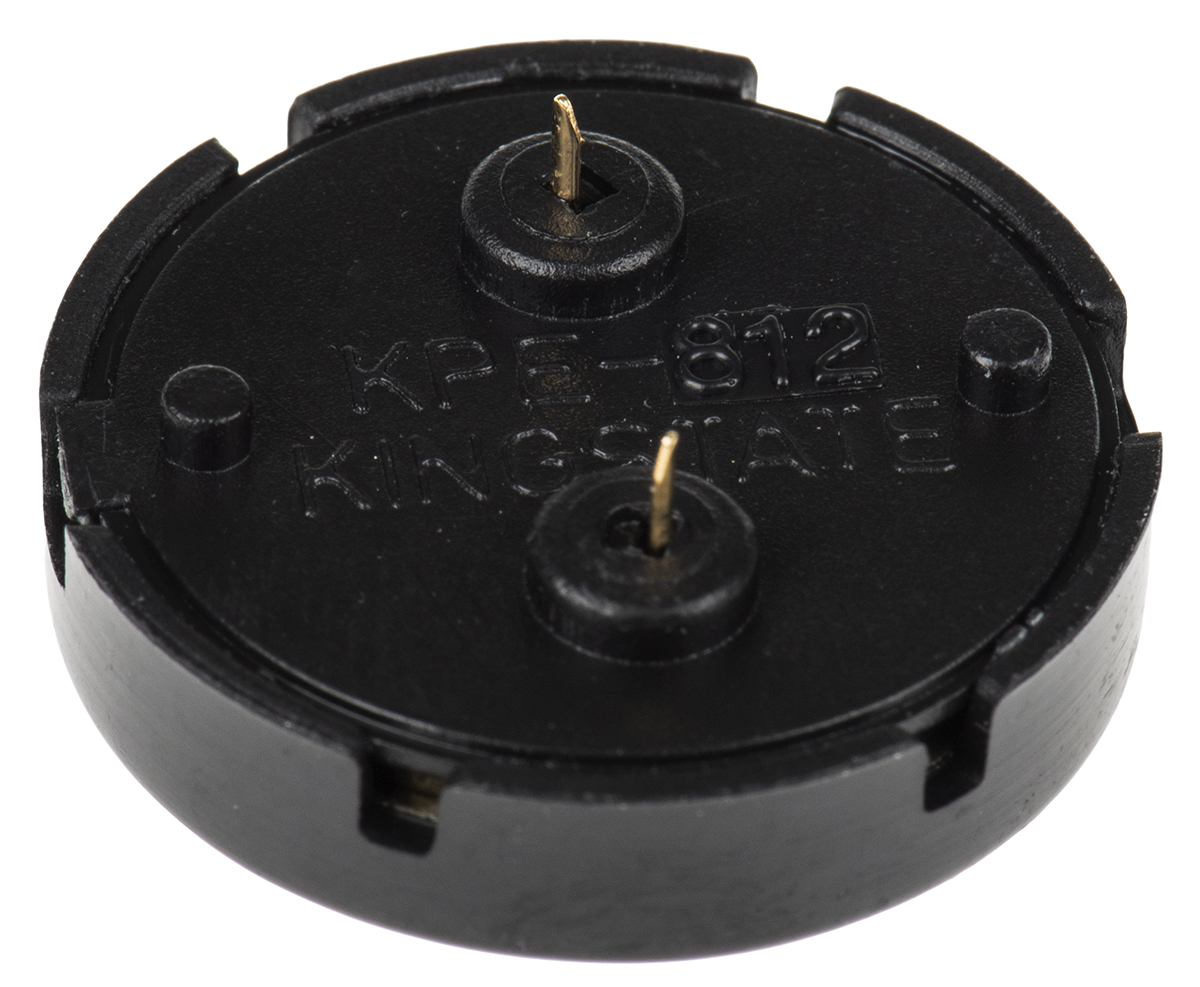 238-016 RS PRO 92dB Through Hole Continuous External Piezo Buzzer, 22.1 (Dia.) x 6.6mm, 30V ac Max