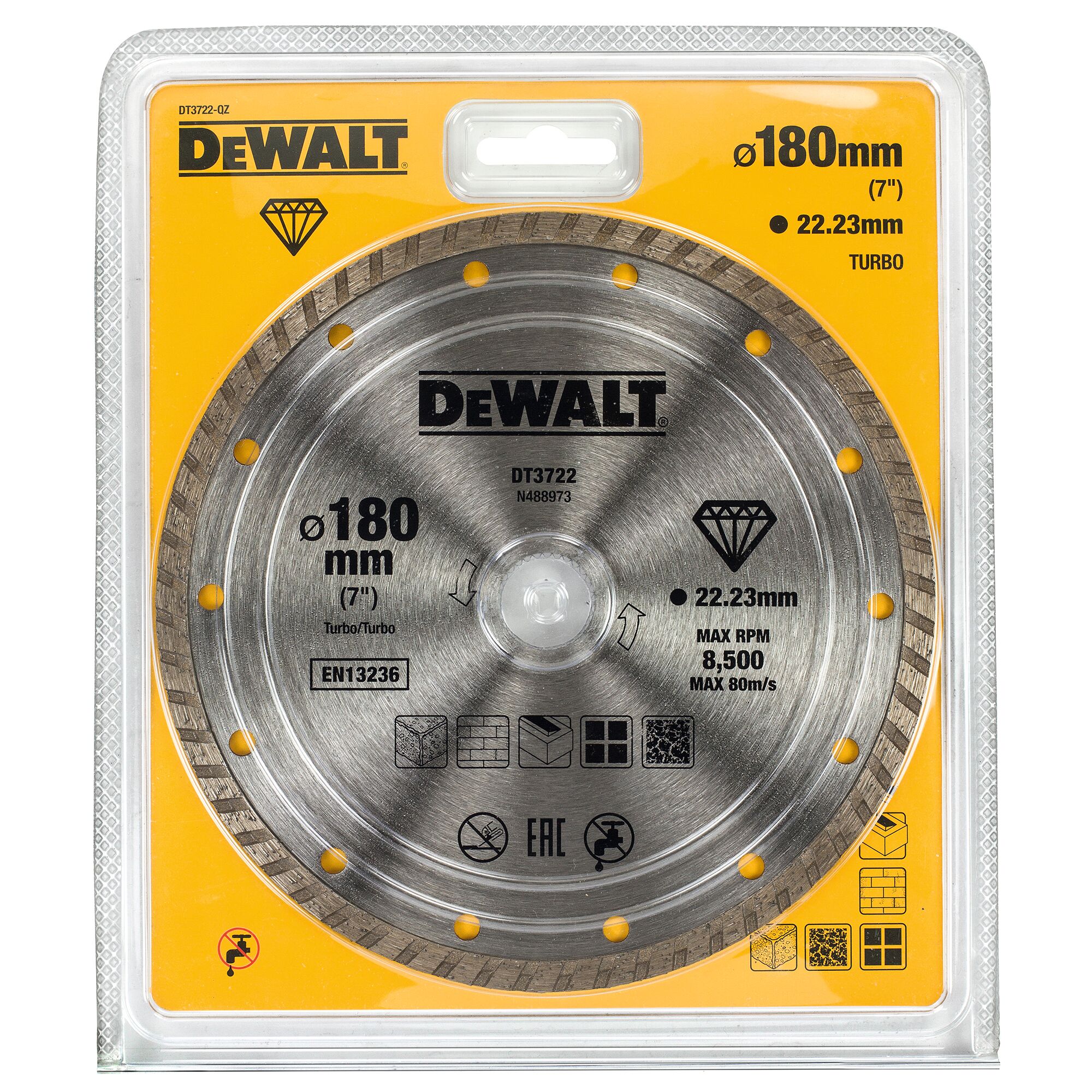 DeWALT DT3722-QZ Diamond Cutting Wheel, 180mm Diameter