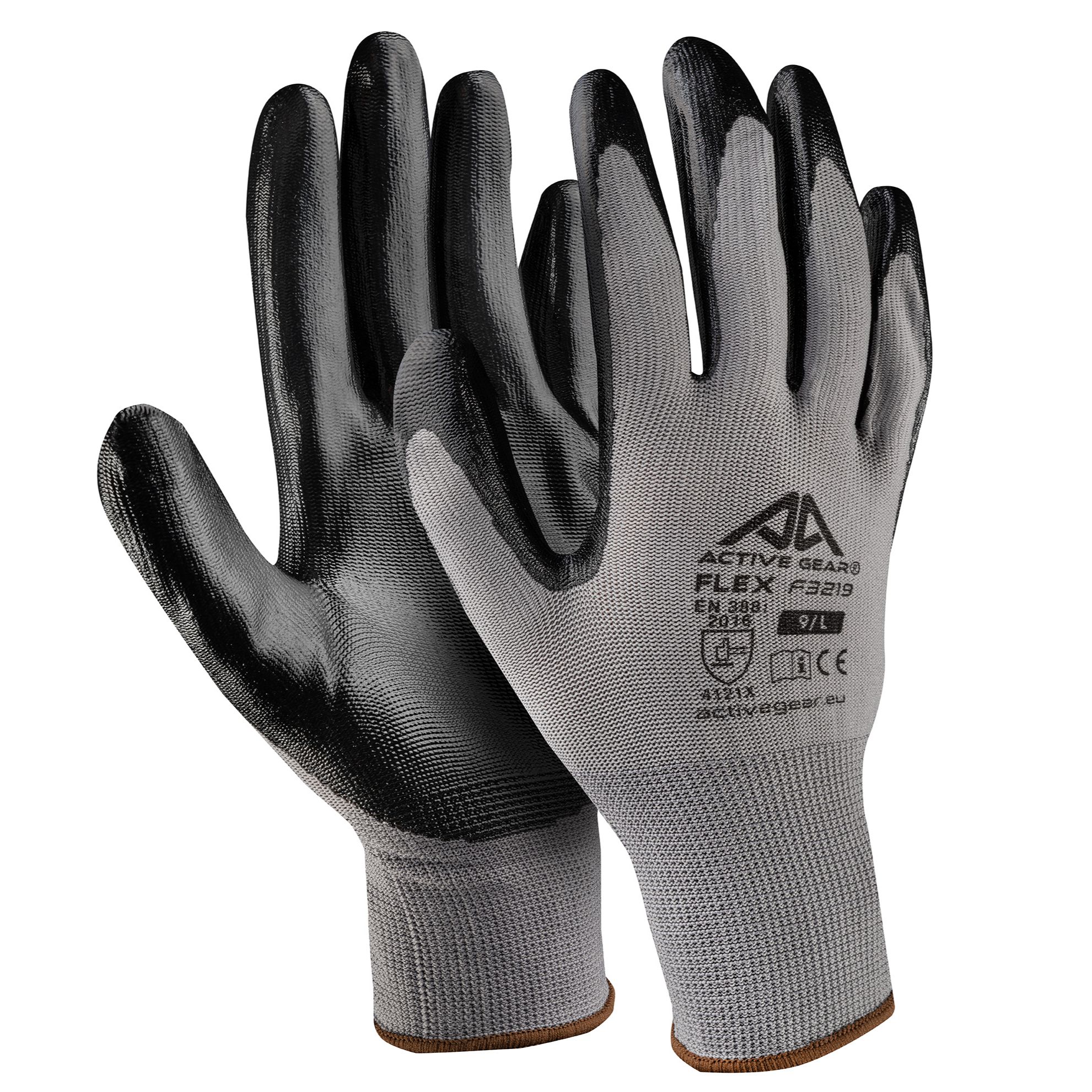 Active Gear F3220NP Black, Grey Nitrile Work Gloves, Size 10/XL, Nitrile Coating