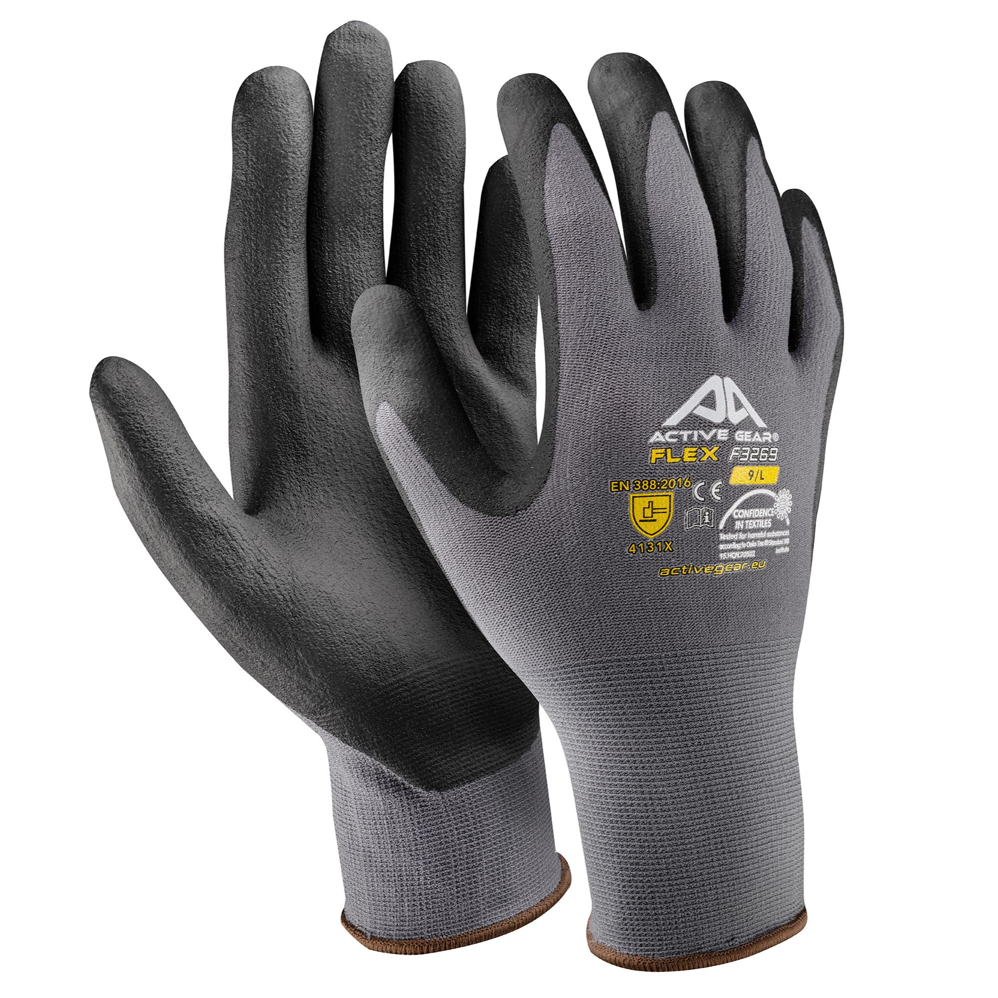 Active Gear F3270 Black, Grey Nitrile Work Gloves, Size 11/3XL, Nitrile Coating