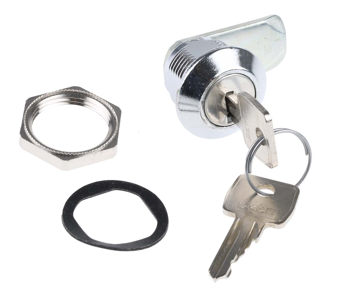 Euro-Locks a Lowe & Fletcher group Company Black Die Cast Zinc, Plastic Camlock, 16 mm Panel-to-Tongue 23 x 20.2 mm, Key