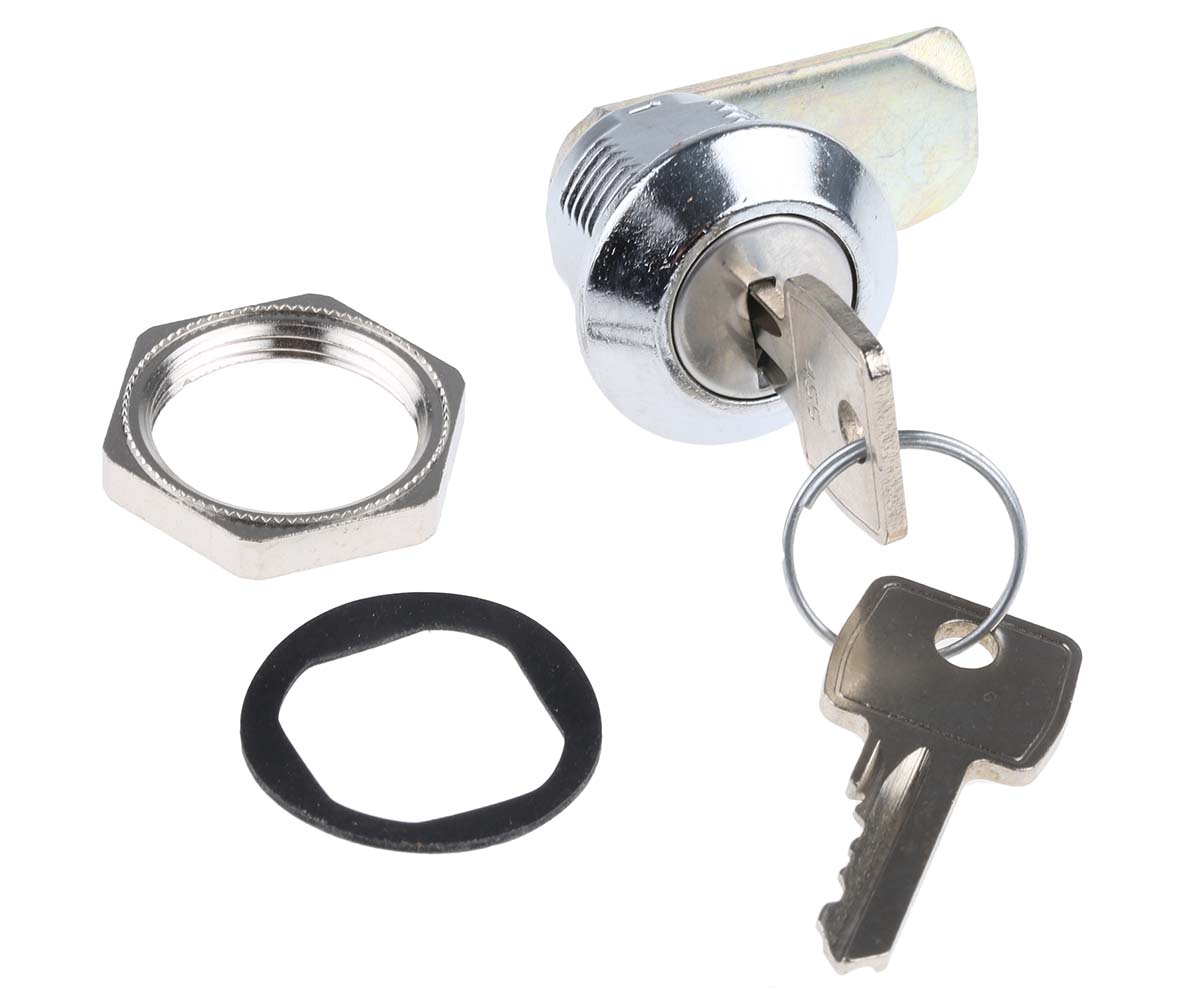 Euro-Locks a Lowe & Fletcher group Company Black Plastic, Die Cast Zinc Camlock, 16 mm Panel-to-Tongue 23 x 20.2 mm, Key