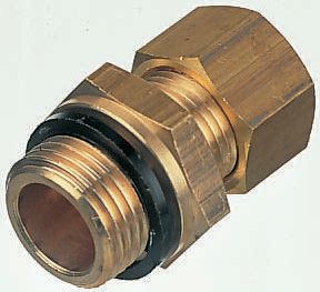 Legris Brass Pipe Fitting, Straight Compression Coupler, Male G 1/2in to Female 12mm
