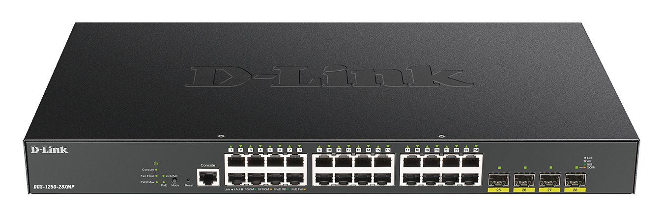 D-Link 28-Port Gigabit Smart Managed Max PoE Switch with 10G Uplinks, Smart 28 Port Smart Switch With PoE EU