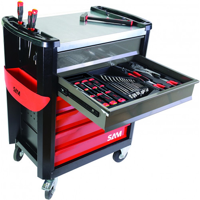 SAM 6 Drawer Foam Wheeled Tool Trolley