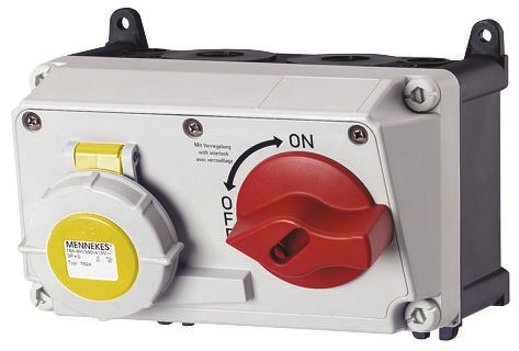 MENNEKES IP67 Yellow 2P+E Right Angle Socket, Rated At 16A, 110 V