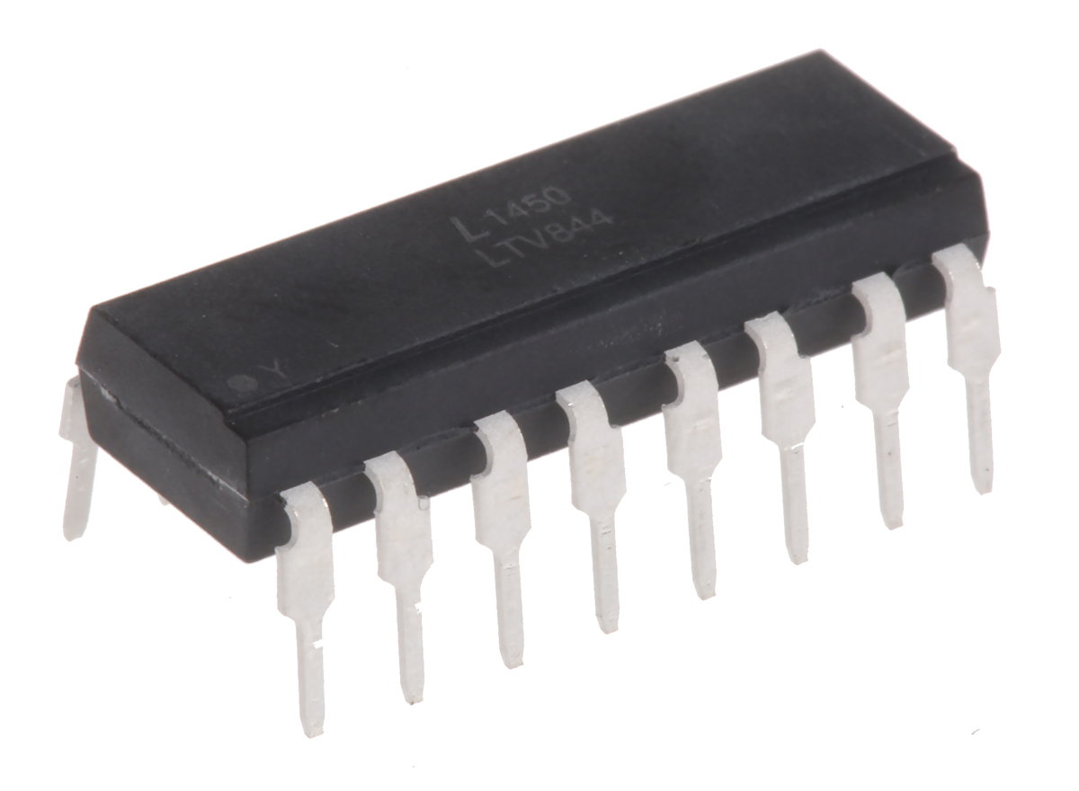 Lite-On, LTV-844 AC Input Transistor Output Quad Optocoupler, Through Hole, 16-Pin PDIP