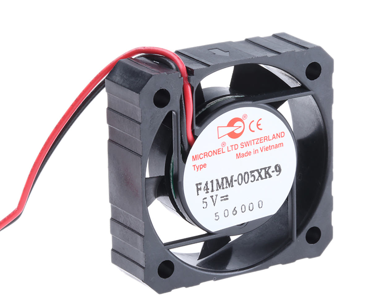 Micronel F41 Series Axial Fan, 5V dc, 8.4 m³/h, 565 mW, 140 mA Max 41 mm 41mm 12 mm
