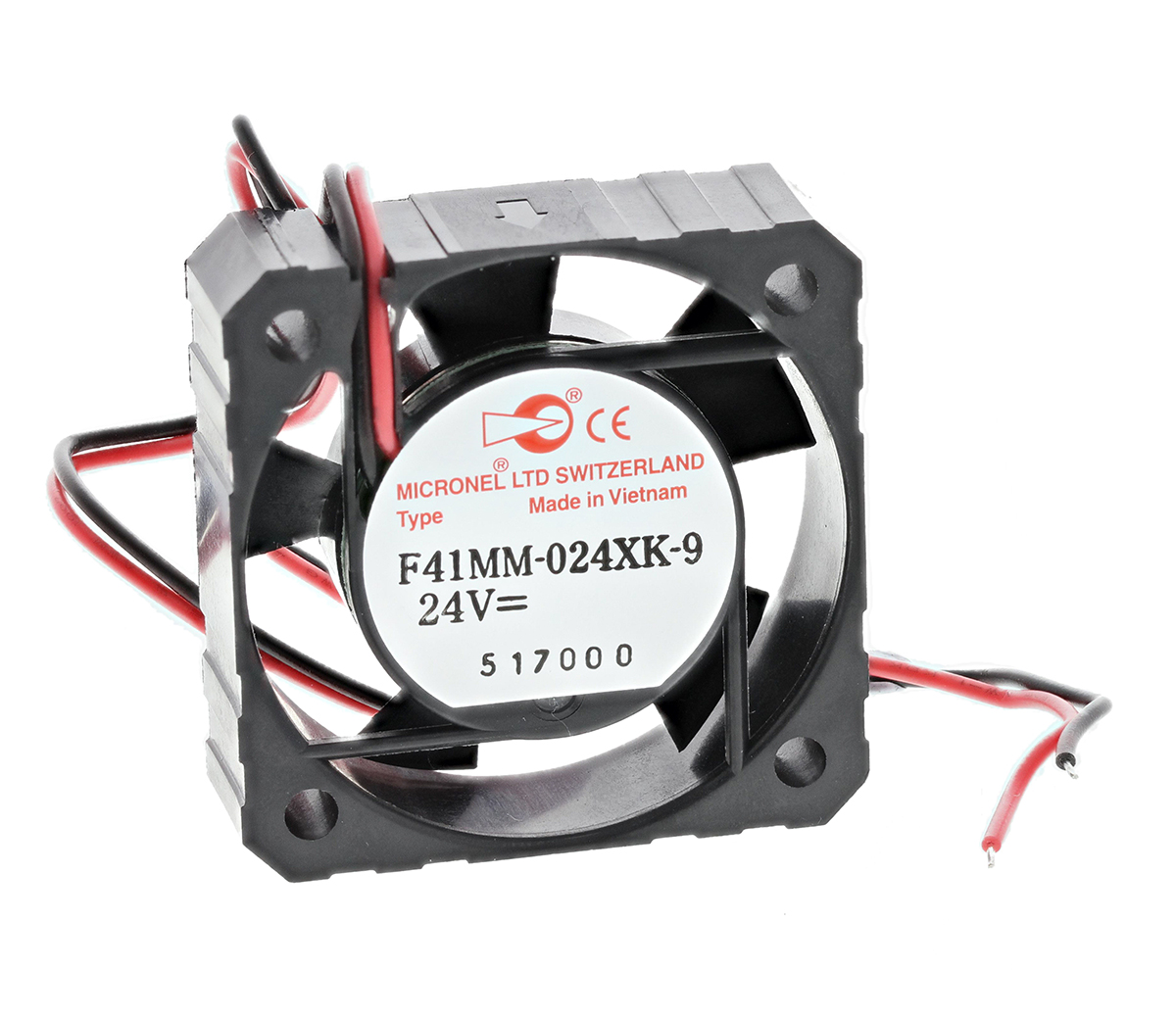 Micronel F41 Series Axial Fan, 24V dc, 8.4 m³/h, 864 mW, 55 mA Max 41 mm 41mm 12 mm