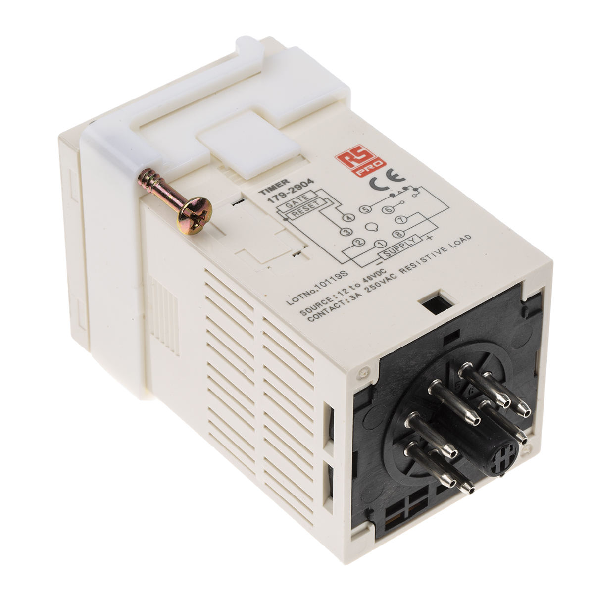 179-2904 RS PRO Plug In Timer Relay, 12 → 48V dc, 1-Contact, 999.9s, 1-Function, SPDT