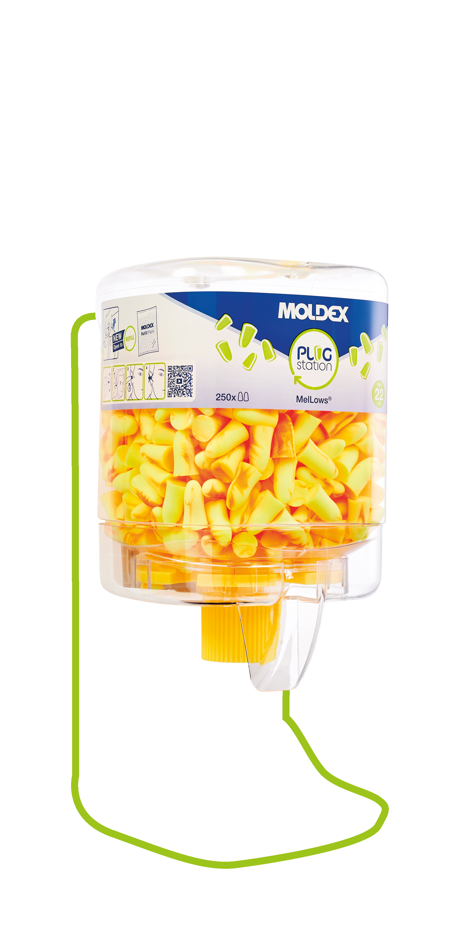 Moldex MelLows® PlugStation 250 Series Orange, Yellow Uncorded Ear Plugs, 21dB Rated, 250 Pairs