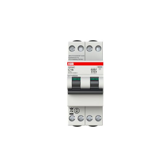 ABB S200C MCB, 4P, 20A Curve C, 415V AC, 6 kA Breaking Capacity