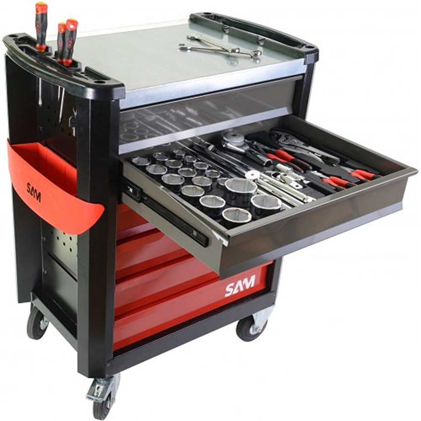SAM 6 Drawer ABS Wheeled Tool Trolley