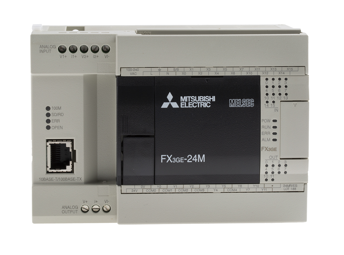 Mitsubishi FX3GE Series PLC CPU for Use with FX3 Series, Relay Output, 14-Input, DC Input