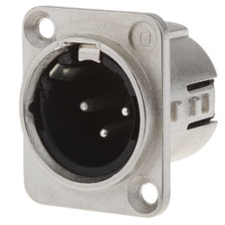 Deltron Panel Mount XLR Connector, Male, 50 V ac, 3 Way, Silver Plating
