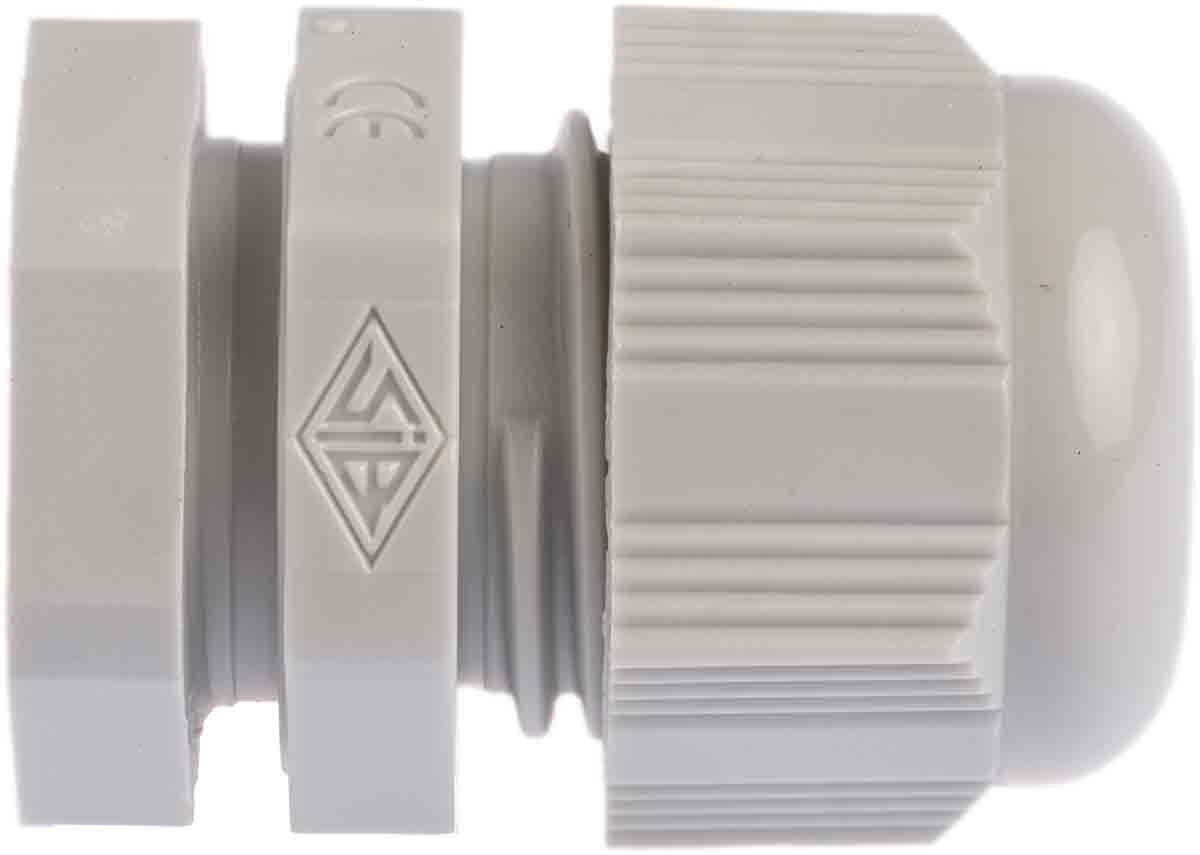 f7001100r SIB SIB-TEC Series Grey Polyamide 6 Cable Gland, PG11 Thread, 3.5 mm min., 10 mm max., IP68