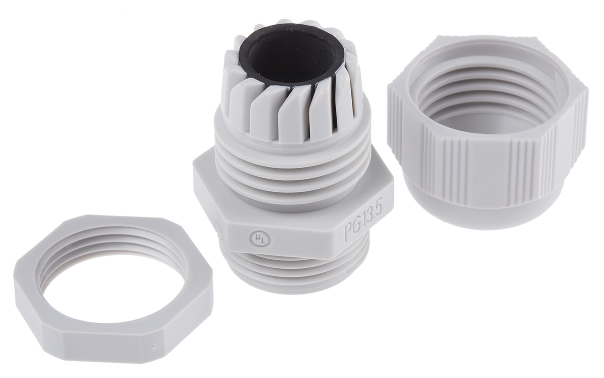 f7001300r SIB SIB-TEC Series Grey Polyamide 6 Cable Gland, PG13.5 Thread, 5 mm min., 12 mm max., IP68