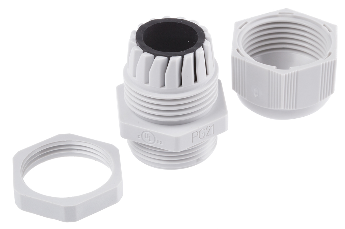 f7002100r SIB SIB-TEC Series Grey Polyamide 6 Cable Gland, PG21 Thread, 9 mm min., 18 mm max., IP68