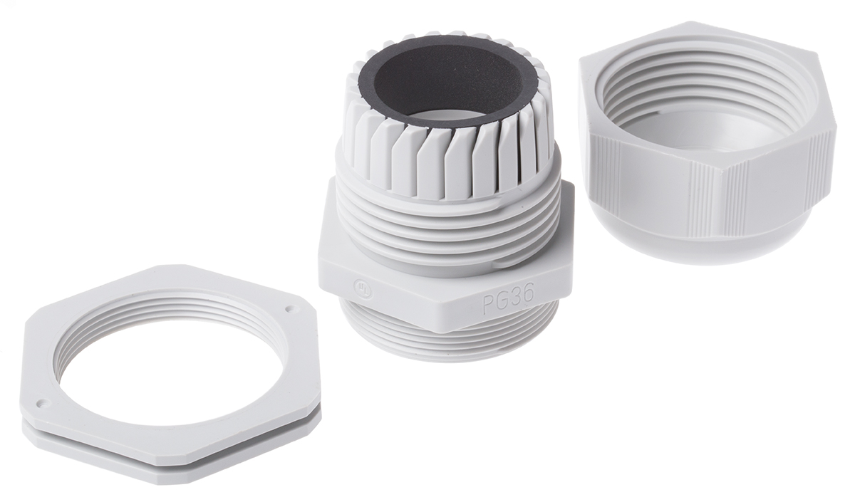 f7003600r SIB SIB-TEC Series Grey Polyamide 6 Cable Gland, PG36 Thread, 18 mm min., 32 mm max., IP68