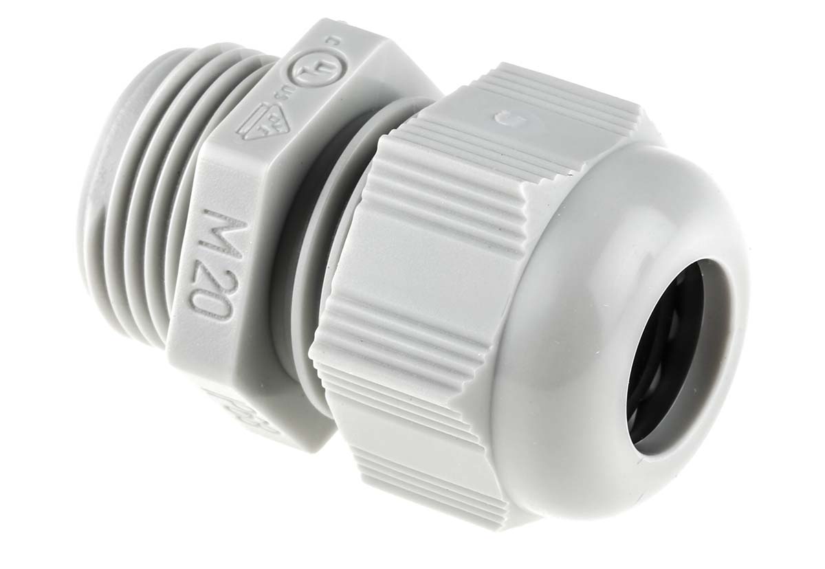 SIB SIB-TEC Series Grey Polyamide 6 Cable Gland, M20 Thread, 5 mm min., 12 mm max., IP68