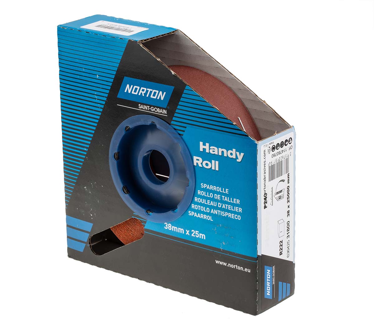 Norton P240 Grit Very Fine Sandpaper Roll, 25m x 38mm