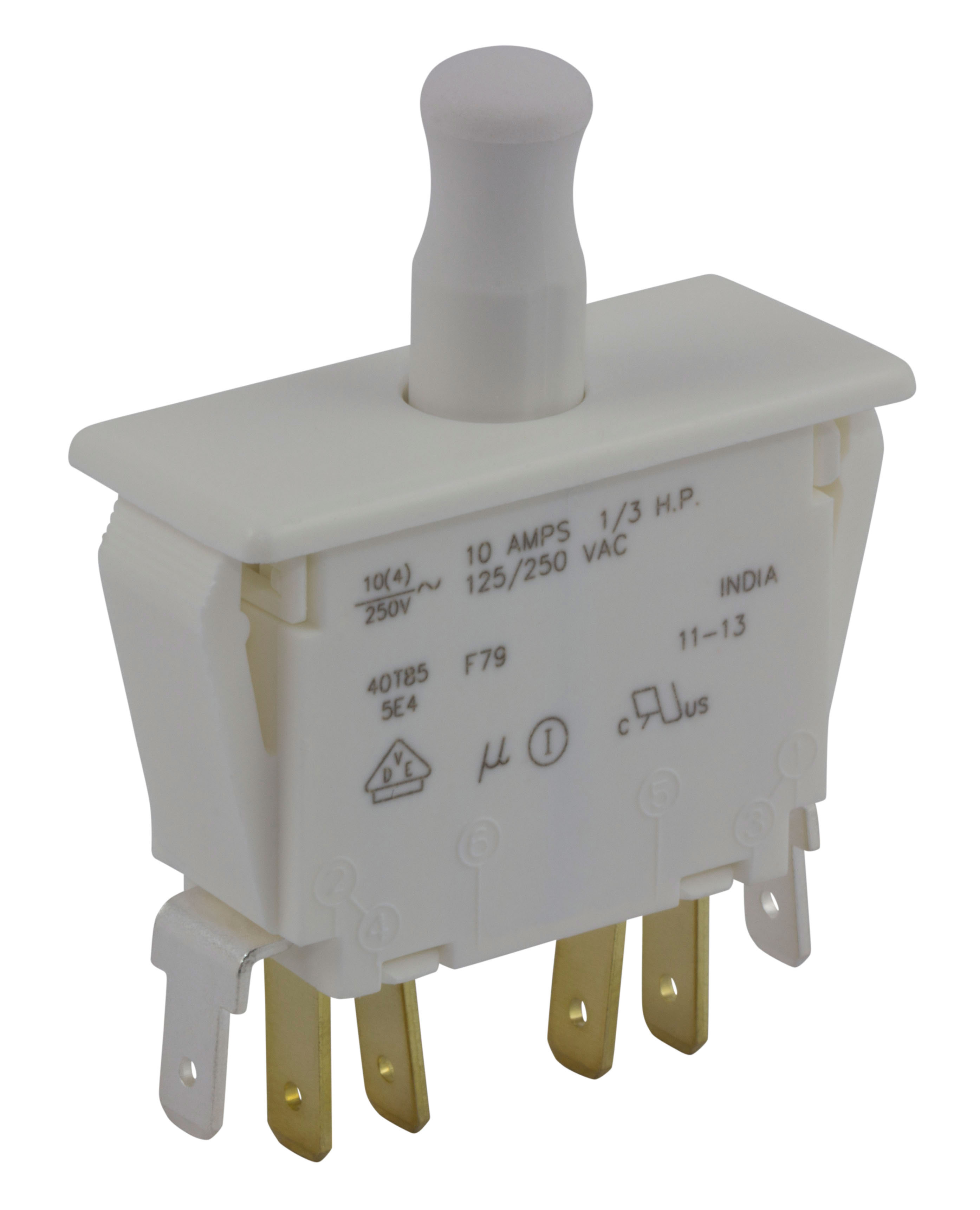 ZF Door Micro Switch, DPDT Button 10 A, -40 °C, 85 °C