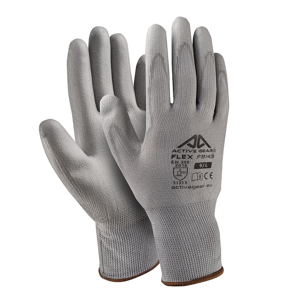 Active Gear 3131X Grey Polyester Work Gloves, Size 9, L, Polyurethane Coating