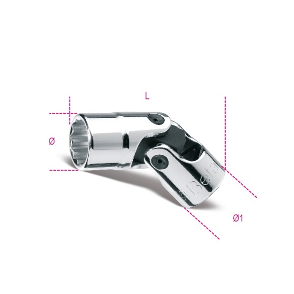 BETA 3/8 in Drive 10mm Universal Joint Socket, 12 point, 48.5 mm Overall Length