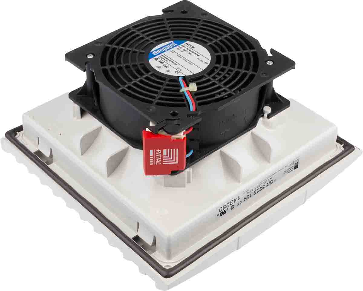3239124 Rittal 3239 Series Filter Fan, 24 V dc, dc Operation, 100m³/h Filtered, 105m³/h Unimpeded, IP54, 204 x 204mm