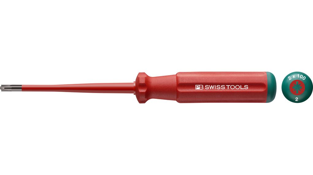 PB SWISS TOOLS Insulated Screwdriver, PZ/S2 Tip, 100 mm Blade, VDE/1000V