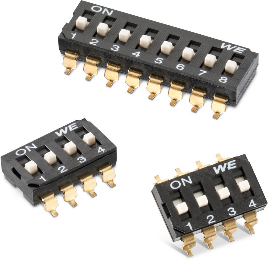 Wurth Elektronik 8 Way Surface Mount DIP Switch SPST, Raised Actuator