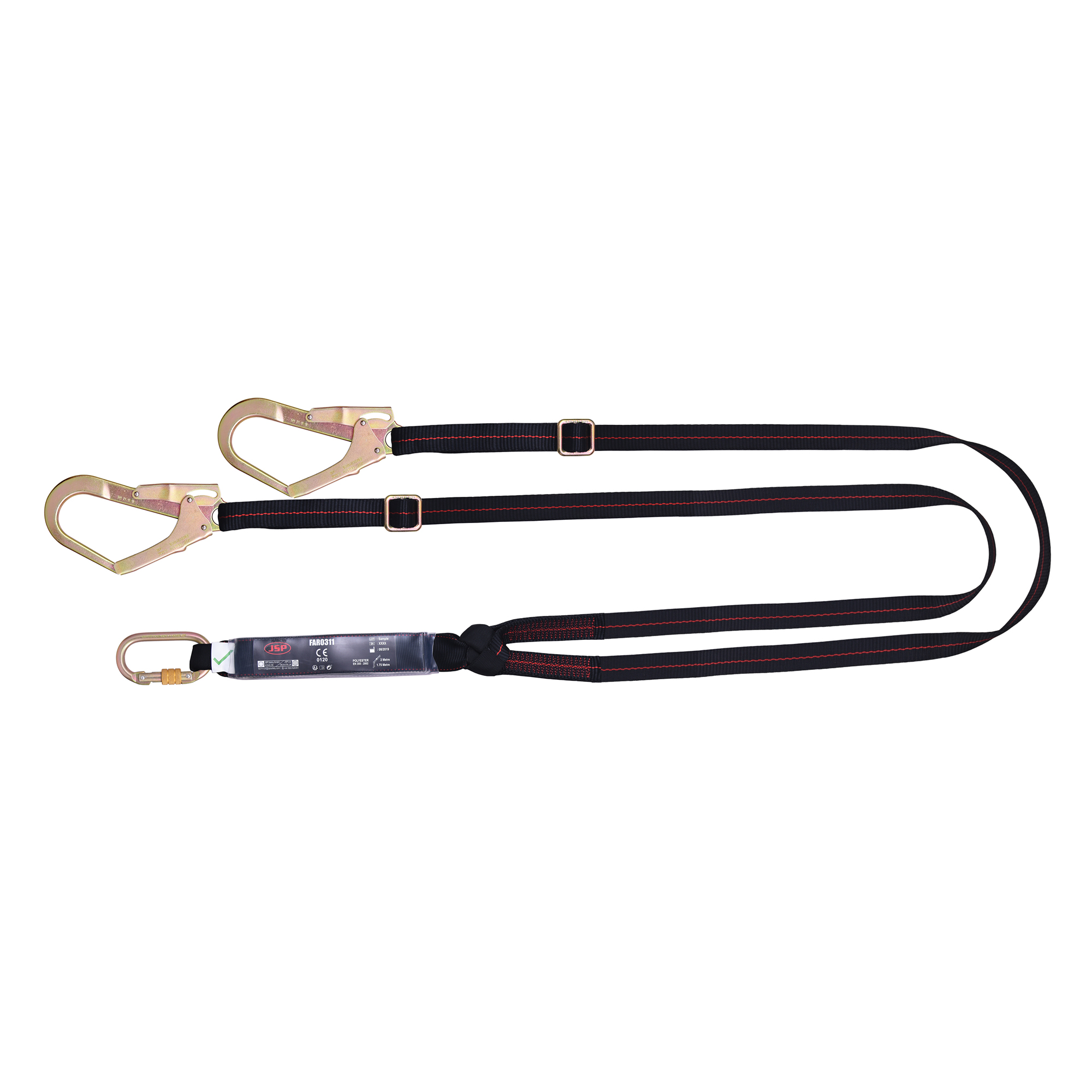 JSP 2 m Fall Arrest Fall Arrester Lanyard Screw Carabiner Twin