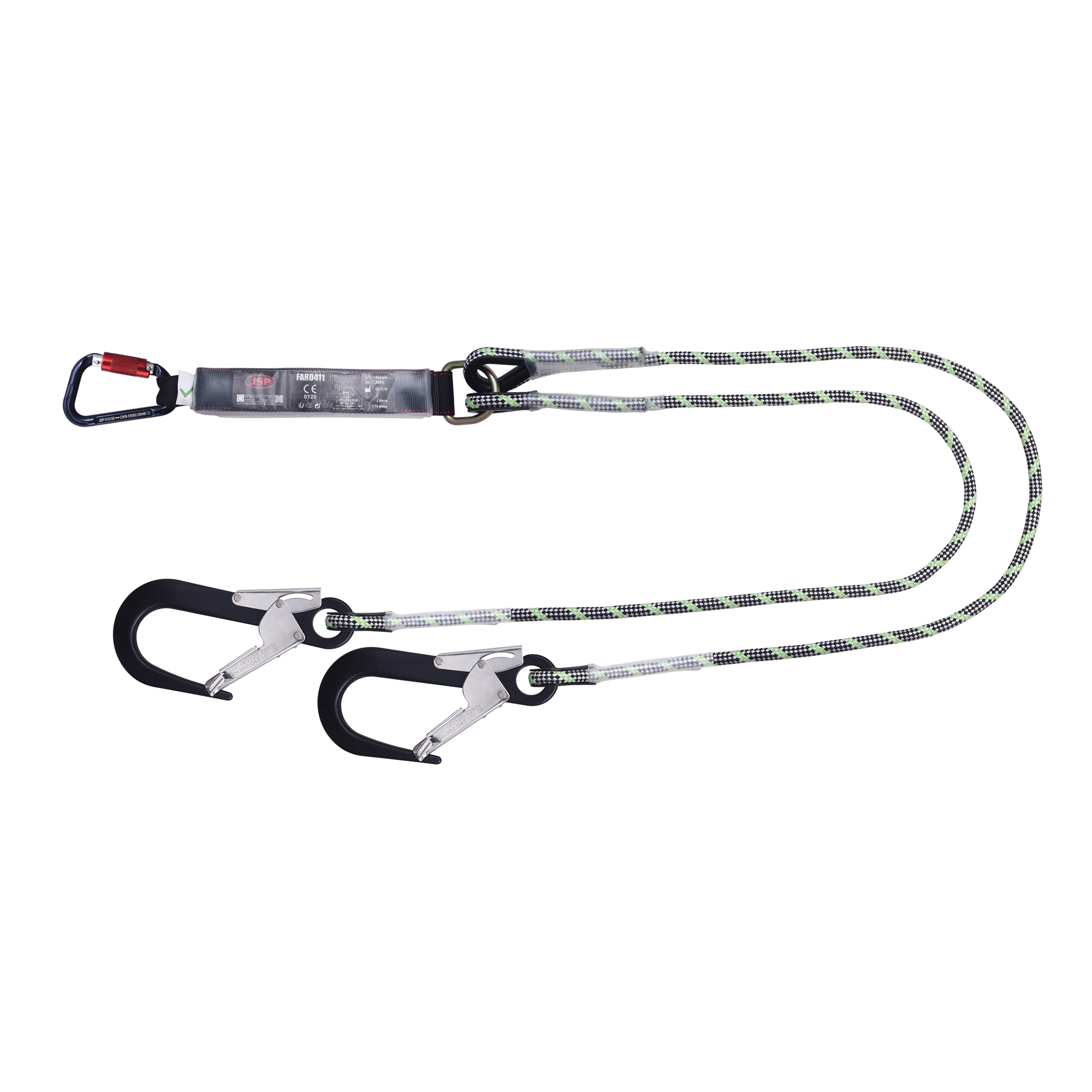 JSP 2 m Fall Arrest Fall Arrester Lanyard Screw Carabiner Twin