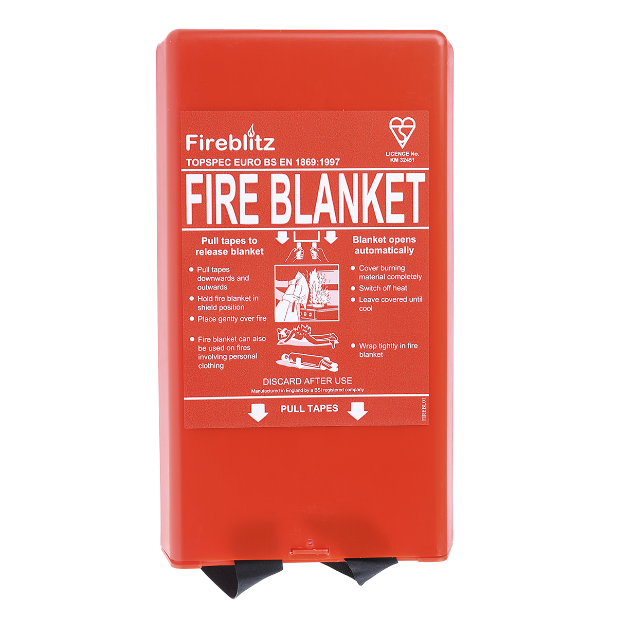 Topspec Euro Fibreglass Plastic Fire Blanket