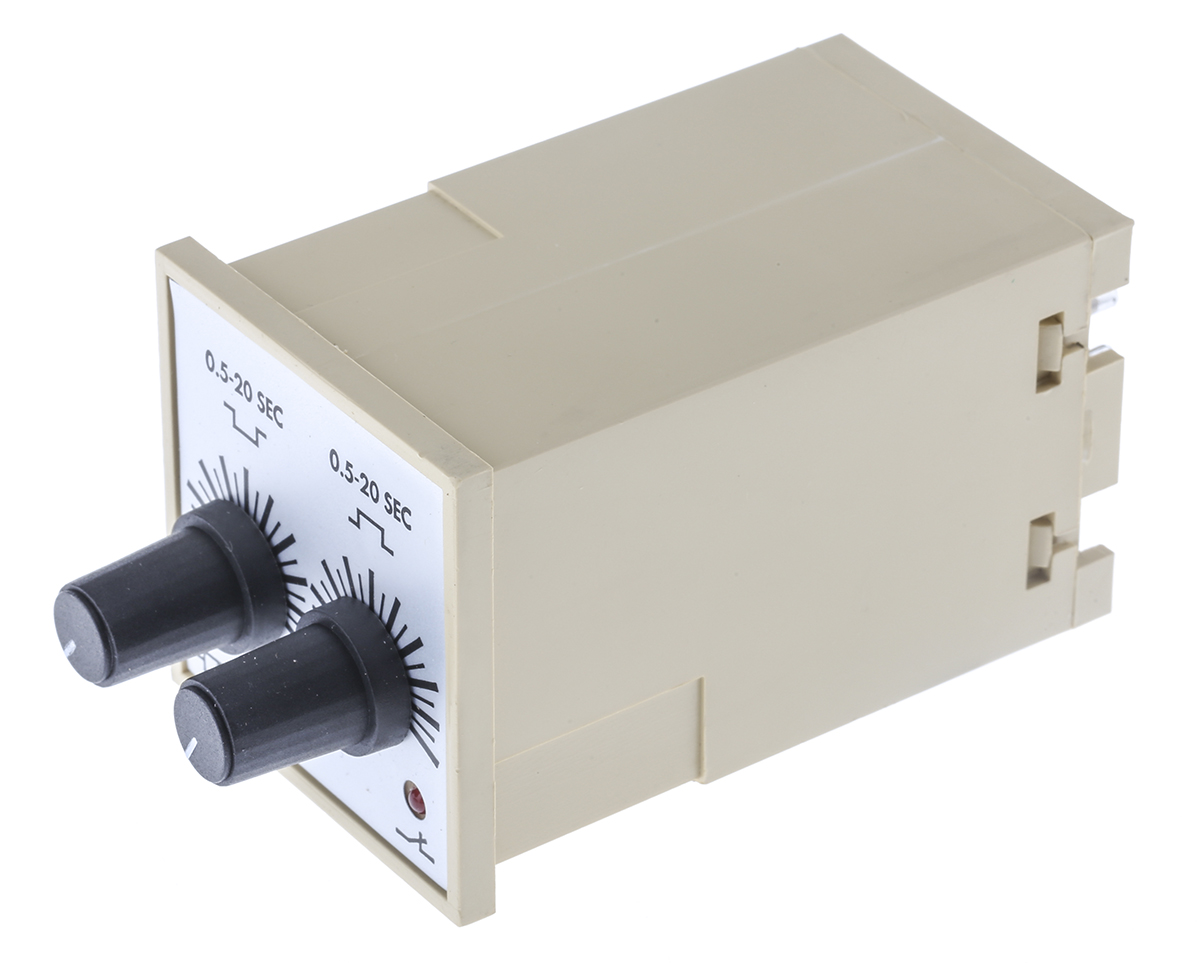 Tempatron FBD Series DIN Rail Timer Relay, 2-Contact 230V ac, 0.5 to 20 s, 1-Function, DPDT Switch Configuration