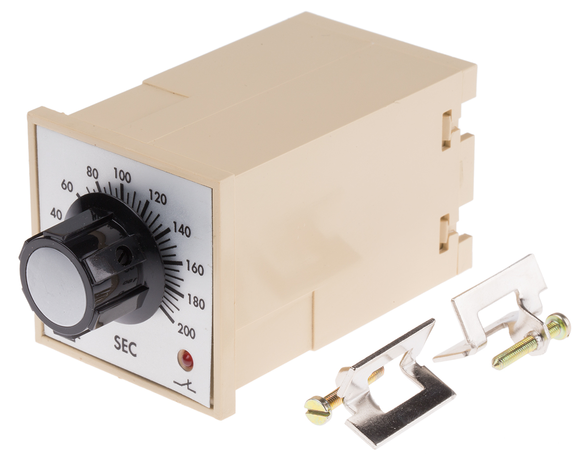fbde200slp230vac Tempatron FBD Series DIN Rail Timer Relay, 2-Contact 230V ac, 5 to 200 s, 1-Function, DPDT Switch Configuration