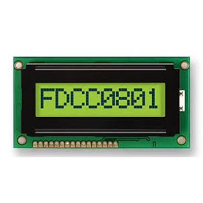 Fordata FC0801A01-FHYYBW-51SK FC0801A01 STN LCD LED LCD Display Module, Green, Yellow on Green, Yellow