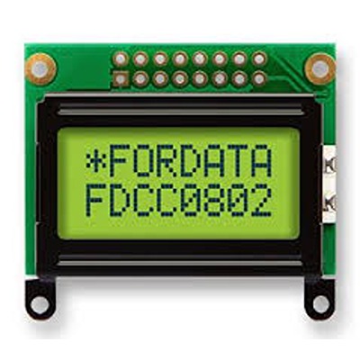 Fordata FC0802E00-FHYYBW-51SR FC0802E00 STN LCD LCD LCD Display Module, Green, Yellow on Green, Yellow